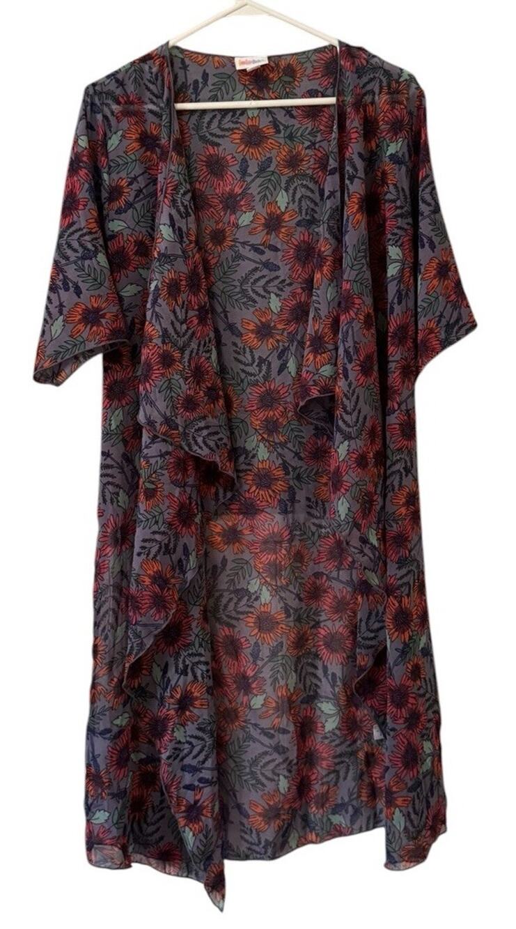LuLaRoe Women Sz‎ Small Cardigan Open Front Top Floral Ruffle Lightweight Spring